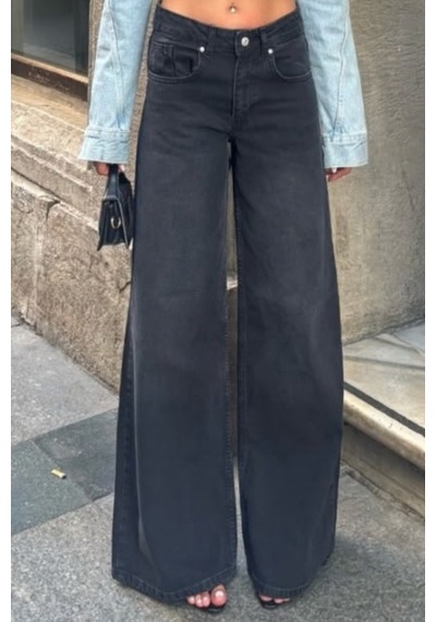 Balenbi Kadın Yüksek Bel Yıkamalı Jean Salaş Kesim Extra Wide Leg Kot Pantolon 1243 Füme W13 Balenbi Kadın Yüksek Bel Yıkamalı Jean Salaş Kesim Extra Wide Leg Kot Pantolon 1243 Füme W13
