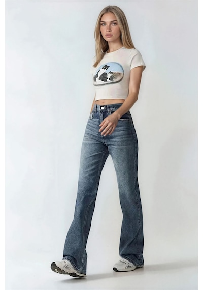 Hiccup Yüksek Bel Straight Jean Mavi