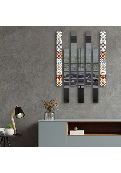 Decorita Dekor Camı Çini Desen Cam ve Füme Ayna 7'li Takım