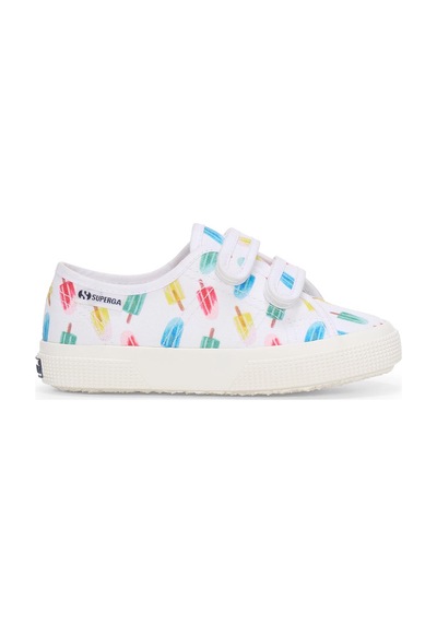Superga 3750 Kids Straps İce Lolly Print Leggera Çocuk Unisex Beyaz Bileksiz Sneaker Beyaz-447