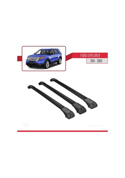Ford Explorer 2011-2015 Arası İle Uyumlu Ace-1 Ara Atkı Tavan Barı Siyah 3 Adet Bar