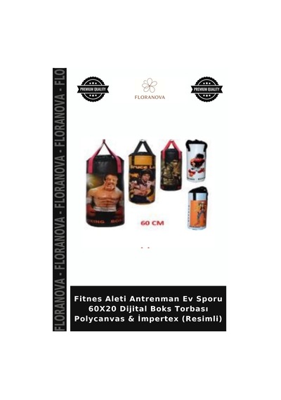 Fitnes Aleti Antrenman Ev Sporu 60x20 Dijital Boks Torbası Polycanvas & İmpertex Resimli Çok Renkli