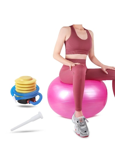 65 Cm Pembe Pilates Topu Şişirme Tüplü