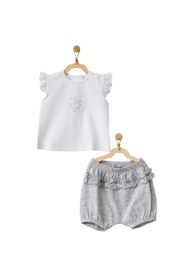 Dear Enika Andywawa Kız Bebek Tavşan Desenli Alt Üst Gri Takım Ac21632r 001