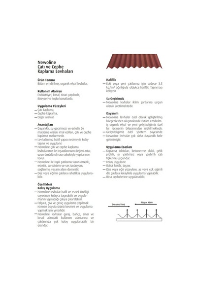 5 Adet Ondulin Oluklu Levha, Kırmızı, 97x200 Cm, 3 Mm, 1 Adet 1.6 M2 Kapatır.