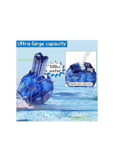 Elektrikli Otomatik Atış Yapan Işıklı Su Tabancası 10 Metre Menzilli 500 Ml. Depolu 20 Cm.