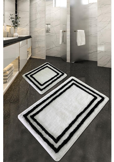 Duplici Beyaz Ikili Set Banyo Halısı