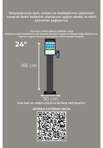 27 İnç Fhd Dokunmatik Ayaklı Self Servis Ödeme Ve Sipariş Kiosku Android 11
