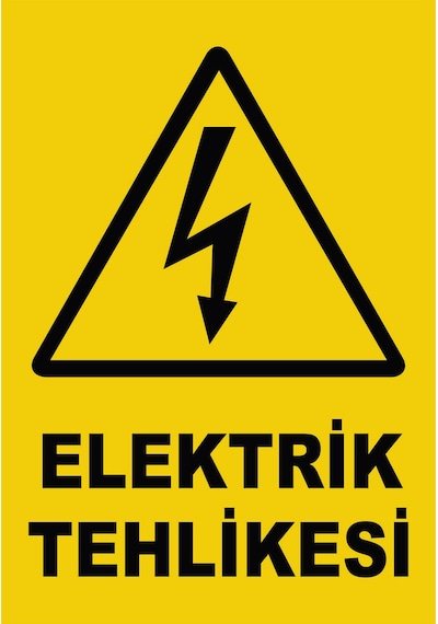 Jetyazdır Uyarı Levhaları ''elektrik Tehlikesi '' A4 Pvc 30 21 Cm