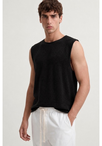 Antioch Relax Fit Dokulu Erkek Kolsuz T-shirt A26y9457 Siyah