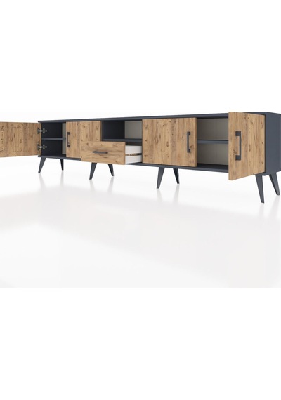 Arges Tv Ünitesi 3 Raflı Tek Çekmeceli 4 Kapaklı 220x30x51 Antrasit-çam Atlas Çam/atlas Çam - Antrasıt Arges Tv Ünitesi 3 Raflı Tek Çekmeceli 4 Kapaklı 220x30x51 Antrasit-çam Atlas Çam/atlas Çam - Antrasıt