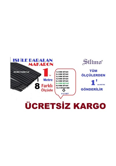 8 Li Set Isıyla Daralan Makaron Kablo Seti 8 Çeşit 1 Er Met