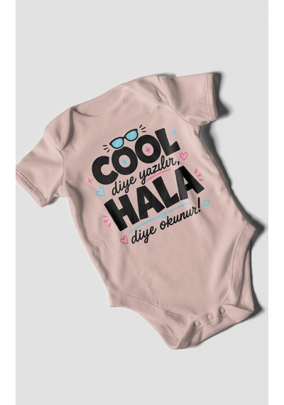 Morivokids Cool Diye Yazılır Hala Diye Okunur Kısa Kollu Bebek Body %100 Pamuk Zbn152-kk Pastel Pembe