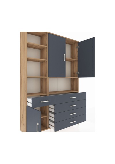 Arges Dolap 8 Raflı 5 Çekmeceli 3 Kapaklı 132x30x195 Çam-antrasit/antrasit Antrasıt/antrasıt Arges Dolap 8 Raflı 5 Çekmeceli 3 Kapaklı 132x30x195 Çam-antrasit/antrasit Antrasıt/antrasıt