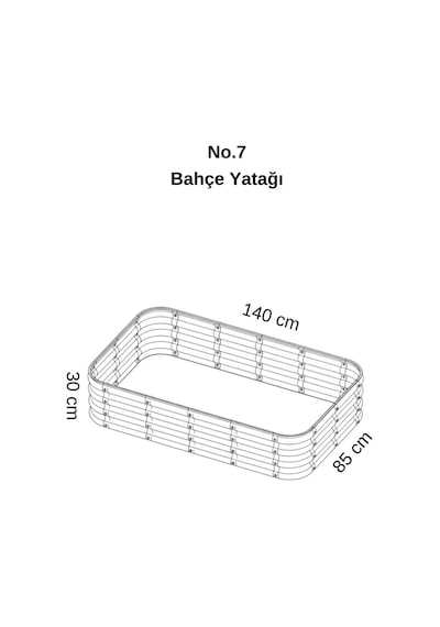 Modüler Yükseltilmiş Bahçe Yatağı Yükseltilmiş Sebze Yatağı No:7 140x85 Gri