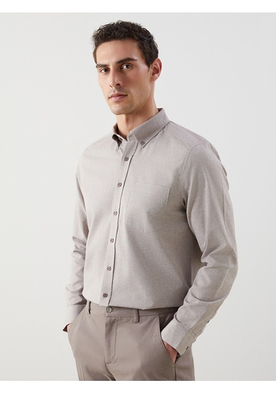 Lcwaıkıkı Classic Kahverengi Regular Fit Oxford Cepli Erkek Gömlek
