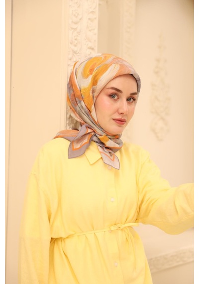 Silk Home Olinda İpek Eşarp 47001-16 Lila, Turuncu, Yanık Sarı, Bordo, Buz Mavi