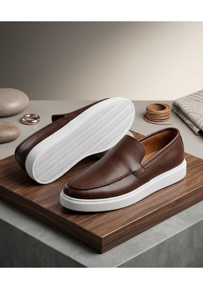 Growish Gr0318 Hakiki Deri Beyaz Eva Taban Günlük Kullanım Yüksek Taban Kahverengi Loafer Casual Ayakkabı Growish Gr0318 Hakiki Deri Beyaz Eva Taban Günlük Kullanım Yüksek Taban Kahverengi Loafer Casual Ayakkabı