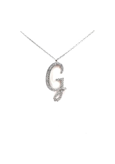 Omar Silver Kadın Büyük Boy G Harf Kolye Zirkon Taşlı Gümüş Harfl