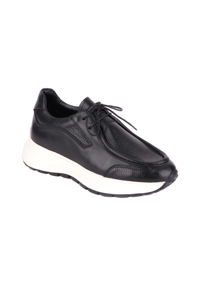 Shoetyle - Siyah Hakiki Deri Bağcıklı Erkek Günlük Ayakkabı 115-k525-1322 Siyah
