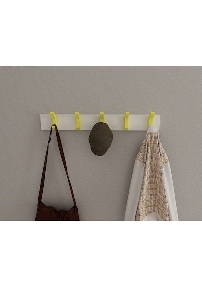 Hepsi3boyutlu Modern Duvar & Kapı Kanca Askılık - 5 Adet Sarı Kanca Askılık - Model No : 2 Sarı