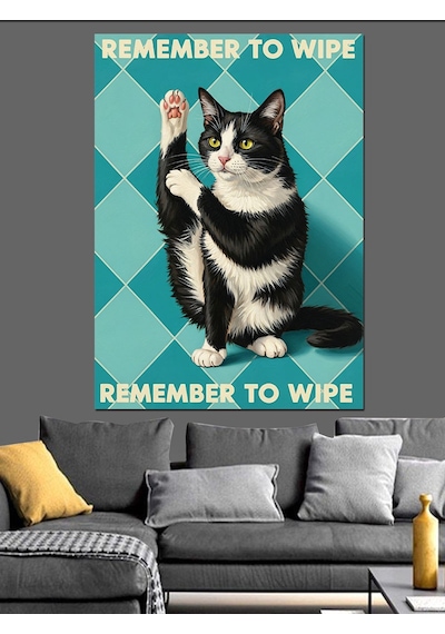 Kara Kedi Unut Silmeyi Dekoratif Kanvas - Mdf Ahşap Tablo
