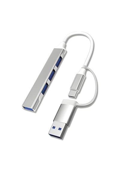 Lunatic 3360 Usb 3.0 Type C Hub 4 Port Çoklayıcı Çoğaltıcı Çevirici Dönüştürücü Adaptör 2'si 1 Arada Usb