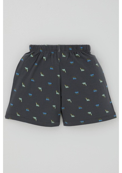 Breeze Erkek Bebek Şortlu Pijama Takım Renkli Dinozor Desenli 9 Ay-3 Yaş, Antrasit