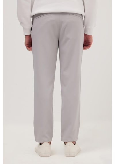 Tudors Erkek Slim Fit Dar Kesim Lastikli Bağcık Detaylı Gri Pantolon-38237 gri