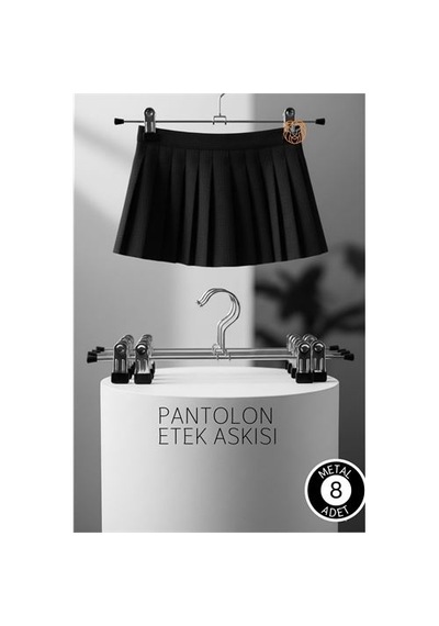 Zenvac Premium Metal Pantolon Ve Etek Askısı 8'li Set - Ayarlanabilir Kaymaz Klipsli 40cm Organizer 719536 Zenvac29 Renkli
