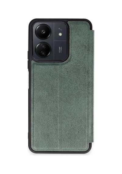 Newface - 421 - Xiaomi Redmi 13c Kılıf Flip Cover - - Csmo-tex - Koyu Yeşil
