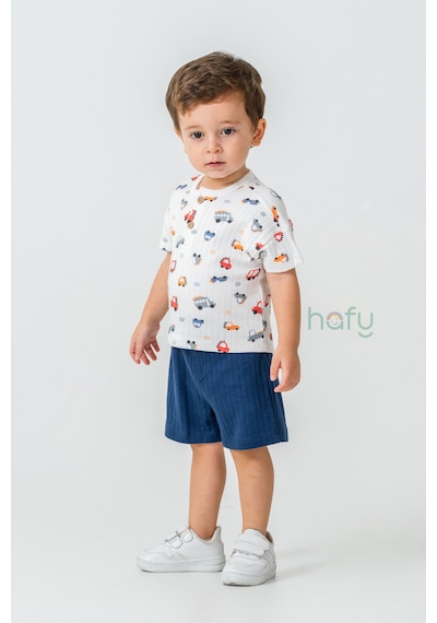 Hafy Baby Araba Desenli, Yazlık, Erkek Bebek / Çocuk Alt Üst Takım Lacivert - Ekru