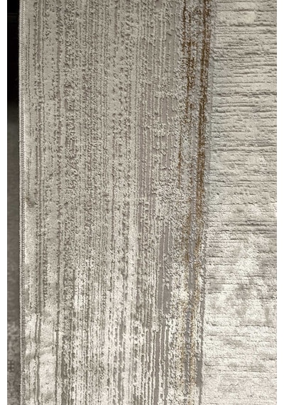 Parlak Saten Dokulu Poem Bambu Tuşe Klasik Çerçeve Desenli Halı Pm13 Bej