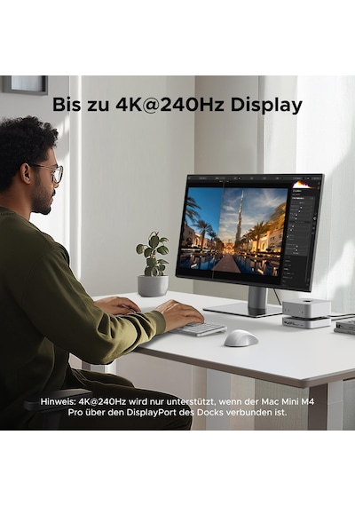 Ugreen Mac Mini M4 Bağlantı İstasyonu, Çift Monitör Kurulumları İçin Displayport 4k 240hz Maks. , 10 Gbps Usb Bağlantı Noktaları, 8 Tb M.2 Nvme Ssd Yuvası, Sd/tf Kart Okuyucu Ve 3,5 Mm Ses Mac Mini M4/m4 Pro İle Uyumlu