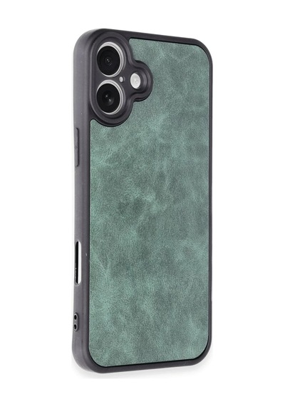Apple iPhone Uyumlu  16 Plus Uyumlu Kılıf Aras Deri Kapak - Koyu Yeşil