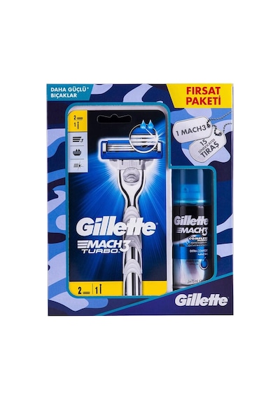 Gillette Mach3 Turbo Özel Askerlik Fırsat Paketi Tıraş Makinesi Yedekli + 75 Ml Jel