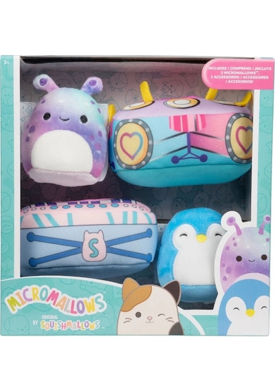 Micromallows Squishmallows Mini Yumuşak Peluş Oyuncak 2 Figür + 2 Aksesuar Figür Seti - 6 Cm - Mod-2 Çok Renkli