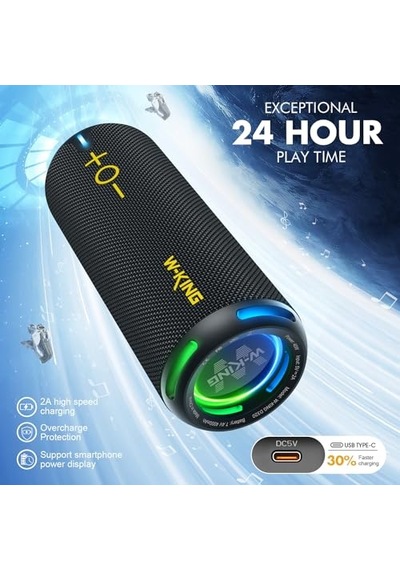 Bluetooth Hoparlörler - Ip67 Su Geçirmez Dış Mekan Taşınabilir Kablosuz Hoparlör, 40w Hd 360 Işıklı Stereo S