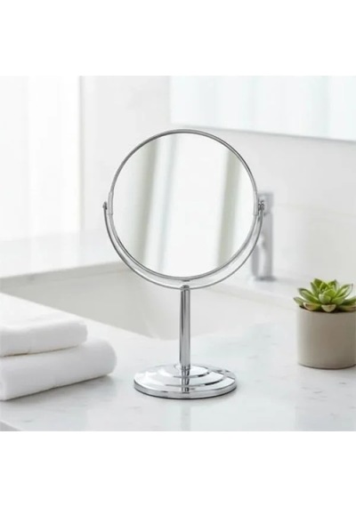 Çift Taraflı Büyüteçli Makyaj Ve Tıraş Aynası 16 Cm Açık Bej