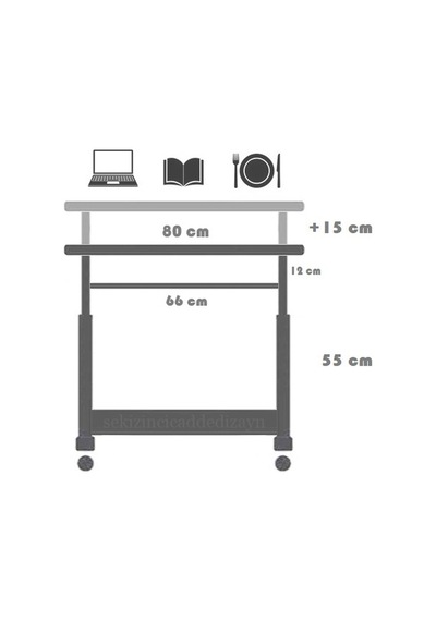 Yükseklik Ayarlı Ve Klavyelikli Çalışma Masası - Çam 80x40 Atlantik Çam