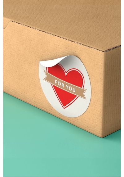 90 Adet For You Kırmızı Kalpli Paketleme Sticker 3x3cm St2019 Çok Renkli