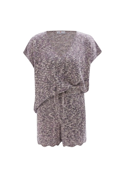 Peraluna Renge Blouse & Shorts Yazlık Viskonlu Kadın Triko Şort T Lila