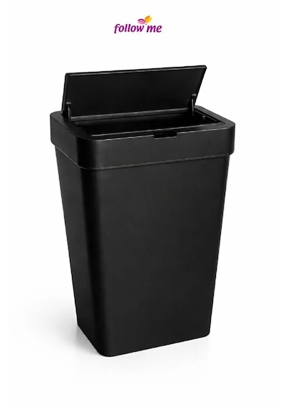Follow Me Sensörlü Çöp Kovası 50 L Siyah Temassız Otomatik Kapaklı Plastik Çöp Kutusu Renk Siyah