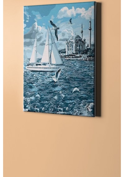 Webstyle Sayılarla Boyama Seti Kasnaklı Ortaköy'de Yelkenli 40 X 50 Cm