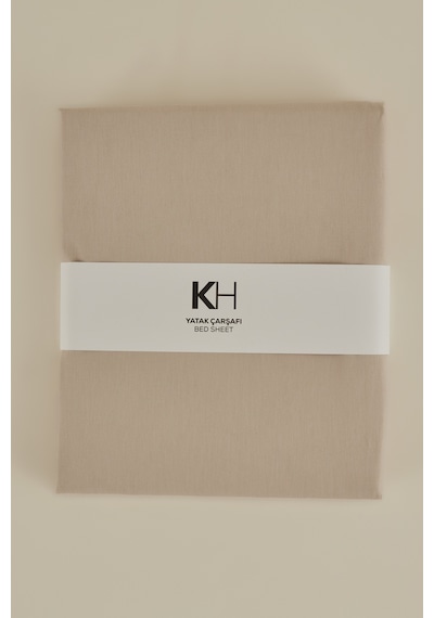 Karaca Home Basic %100 Pamuk Çift Kişilik Düz Çarşaf Bej
