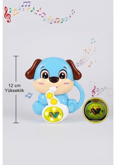 Montessori Eğlenceli Köpek Düğmeli Işıklı Müzikli 3 Modlu 12 Cm Eğitici Ve Öğretici Bebek Oyuncağı