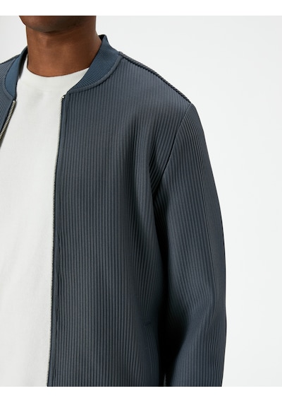 Koton Bomber Ceket Dokulu Fermuarlı Cep Detaylı Indıgo 4sam50048hw İndigo Koton Bomber Ceket Dokulu Fermuarlı Cep Detaylı Indıgo 4sam50048hw İndigo