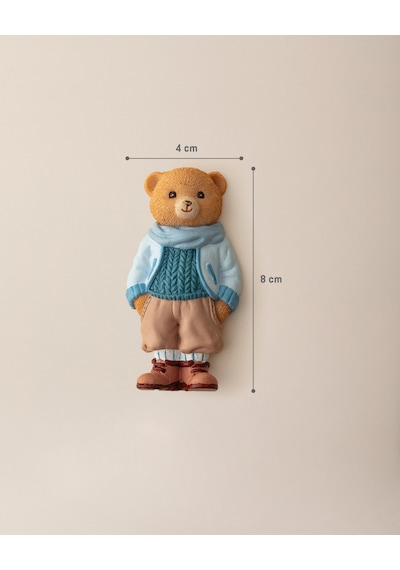 Madame Coco Voir Bear Magnet - Bej/mavi - 4x8 Cm 8684427186961 Ekru