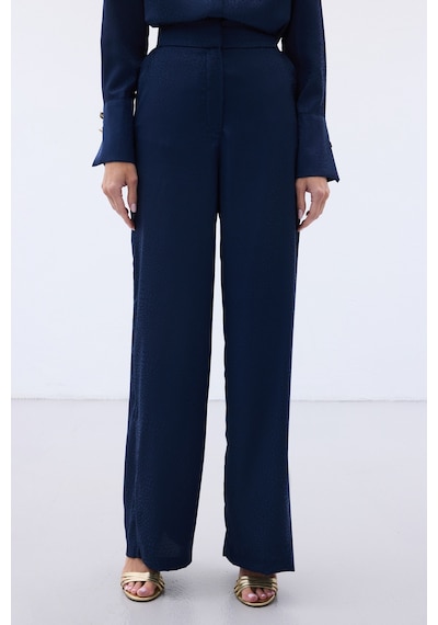 Sateen Jakarlı Pantolon - Lacivert-136611 Lacivert