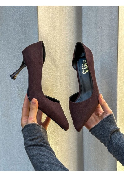 Ervanın Butiği Kahve Süet Vary Topuklu Kadın Stiletto-5985